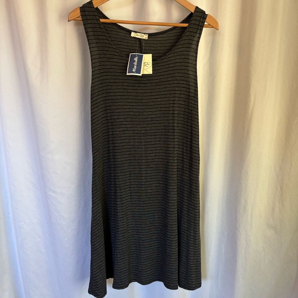 Marshalls Black and Gray Striped Tank Dress